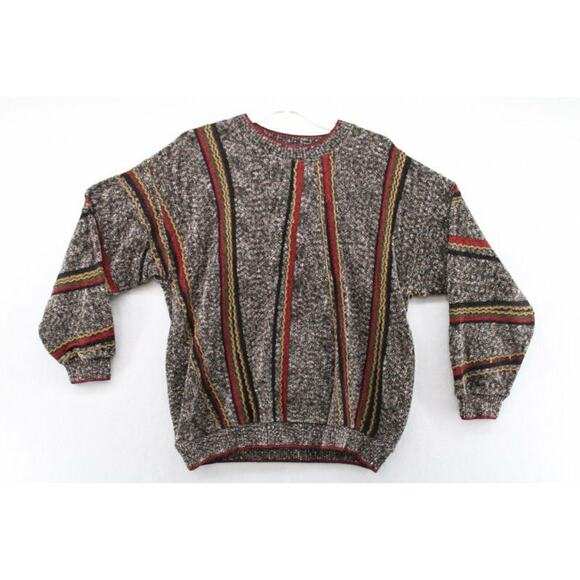 VTG Tundra 3D Knit Sweater Men Large Cosby Multicolor Stripes Nordic Grandpacore - Picture 1 of 8